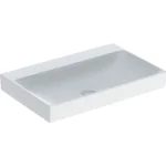 Geberit ONE mosdó, függőleges lefolyóval, 75x48cm, csaplyuk és túlfolyó nélkül, fehér / KeraTect (505.021.01.2) Biztonságos fizetés