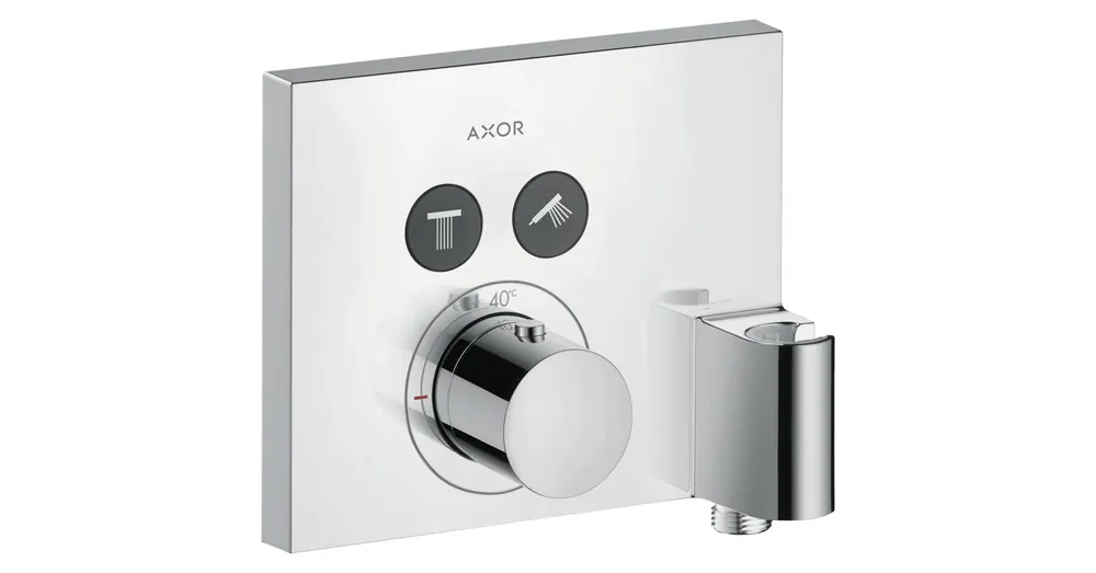 Kihagyhatatlan ajánlat Axor ShowerSelect Square termosztátos falsík alatti csaptelep 2 fogyasztóhoz, beépített Fixfittel és Porter szettel, króm, 36712000