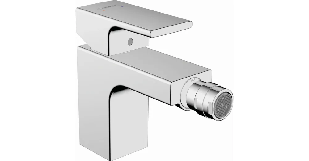 Korlátozott ajánlat Hansgrohe Vernis Shape Egykaros szögletes bidé csaptelep fém automata lefolyógarnitúrával, króm 71219000