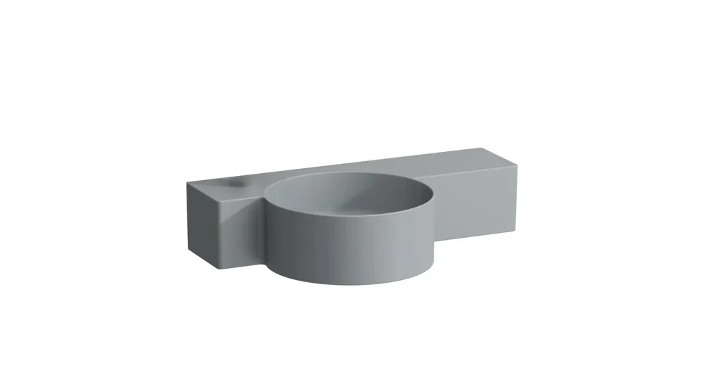 Olcsó LAUFEN VAL Kézmosó, kerek, jobb oldali pulttal, vágható 430 mm-ig, túlfolyónyílás nélkül, csaplyuk nélkül, Graphite matt H8152837581121