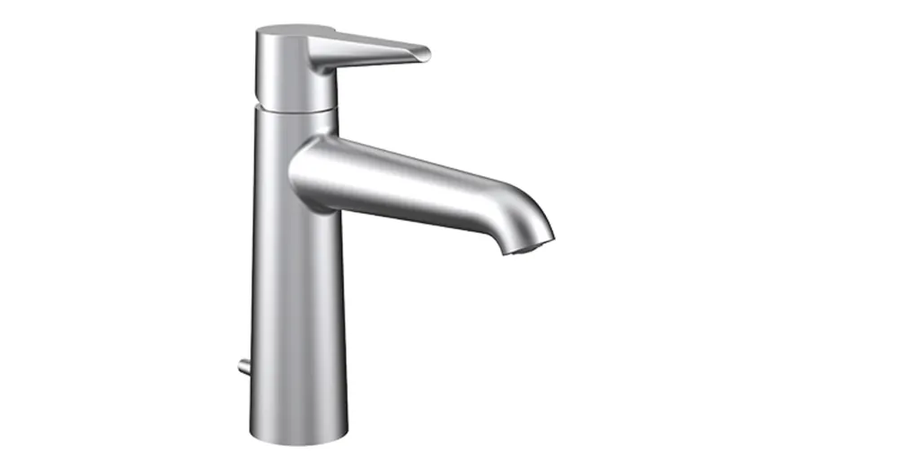 LAUFEN PURE Egykaros mosdó csaptelep Eco+, 140 mm kiállású fix kifolyóval, húzórudas lefolyószeleppel, PVD szálhúzott rozsdamentes acél HF901703423000 Akció