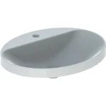 Geberit VariForm ovális beépíthető mosdó 60x48 cm, csaplyuk-peremmel, túlfolyó nélkül, fehér 500.727.01.2 Bestseller