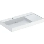 Legnépszerűbb Geberit One balos mosdó hátsó lefolyóval 90x48 cm, KeraTect, túlfolyó nélkül, fehér 505.039.00.1