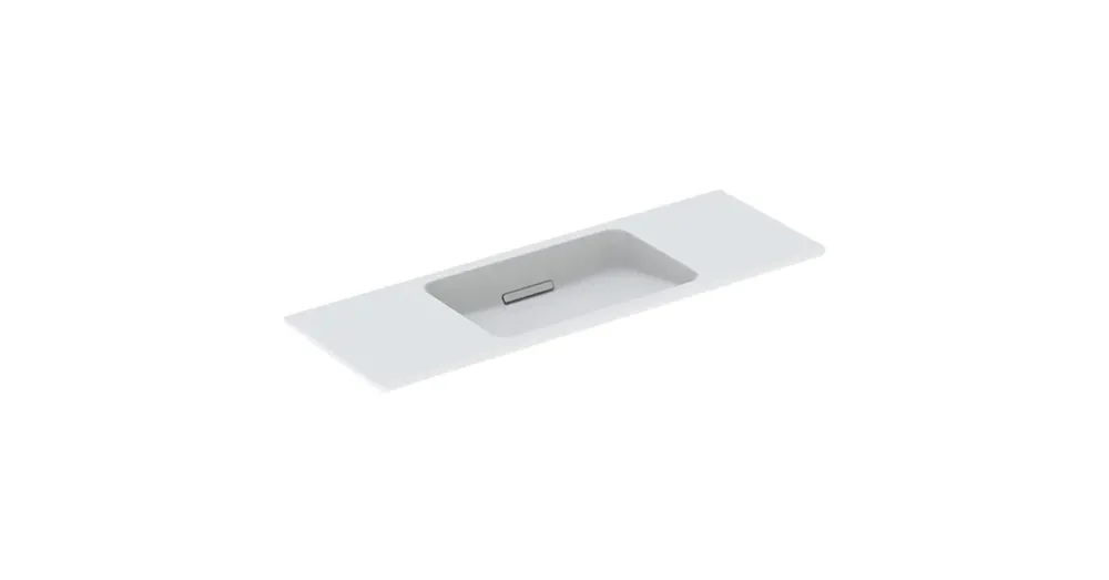 Vásárlói kedvenc Geberit One rövidített kivitelű mosdó 120x40 cm csaplyuk és túlfolyó nélkül, KeraTect, fehér 500.392.01.3