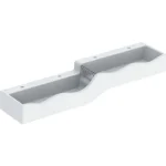 Geberit Bambini gyermekmosdó négy mosdócsaptelephez 180x41,5 cm, túlfolyó nélkül, alacsonyabb mosdó bal oldalon 430000016 Utolsó esély