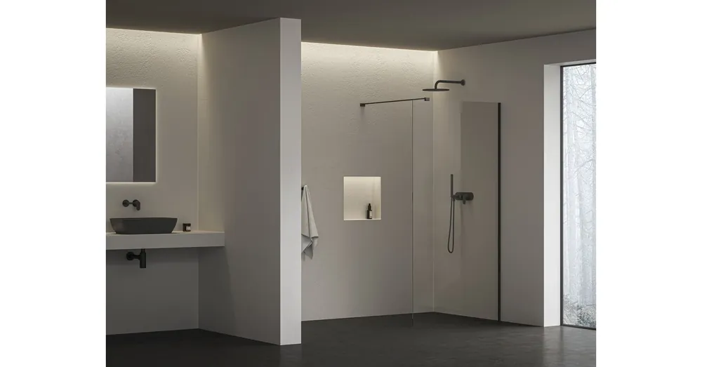 Ravak Walk-In Air Wall zuhanykabin 90, fekete+transparent GW9W70300Z1C Azonnali szállítás