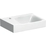 Geberit Xeno² kézmosó 40x28cm csaplyuk bal oldalt, túlfolyó nélkül, KeraTect® felület 500.528.01.1 Gyors kiszállítás