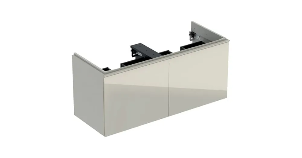 Geberit Acanto alsó szekrény dupla mosdóhoz, két fiókkal 120 cm matt homokszürke/fényes homokszürke üveg 500.613.JL.2 Gyors szállítás