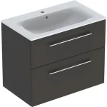 Geberit Selnova Square 2 fiókos mosdószekrény 80 cm, keskeny peremű mosdóval, matt láva 501.241.00.1 Vásárlói kedvenc