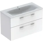 Geberit Selnova Square 2 fiókos mosdószekrény 100 cm, keskeny peremű mosdóval, magasfényű fehér 501.244.00.1 Legnépszerűbb