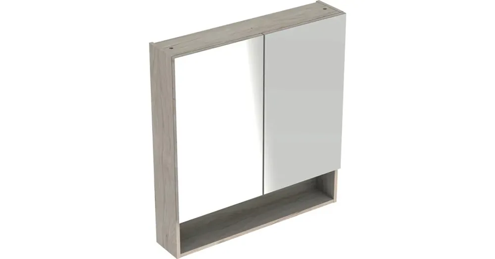 Geberit Selnova Square 2 ajtós tükrös szekrény 78,8x85 cm, világos hikoridió 501.271.00.1 Árengedmény