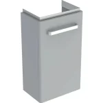 Gyors kiszállítás Geberit Selnova Compact 1 ajtós alsó szekrény kézmosóhoz 34,8x25,2 cm, rövidített kivitel, fényezett világosszürke 501.487.00.1