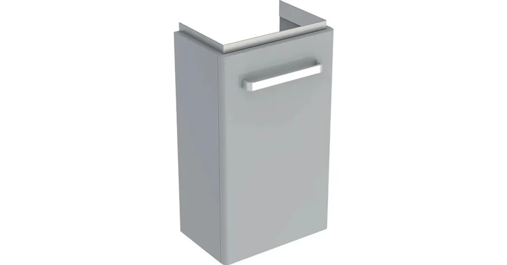 Gyors kiszállítás Geberit Selnova Compact 1 ajtós alsó szekrény kézmosóhoz 34,8x25,2 cm, rövidített kivitel, fényezett világosszürke 501.487.00.1