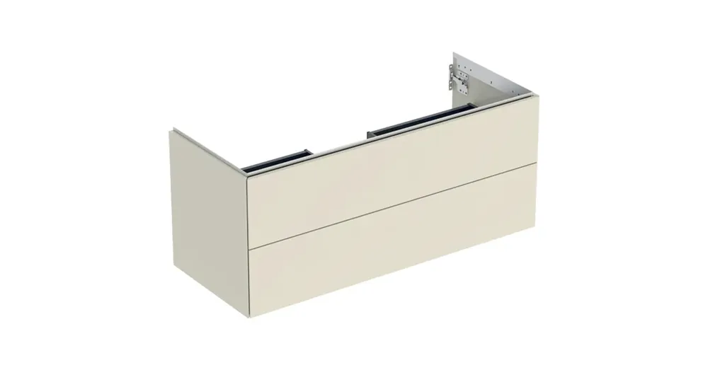 Geberit One alsó szekrény mosdóhoz 2 fiókkal 118x47 cm, magasfényű homokszürke 505.265.00.4 Különleges ajánlat