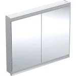 Népszerű Geberit One 2 ajtós tükrös szekrény ComfortLight világítással 105x90 cm, eloxált alumínium 505.804.00.1
