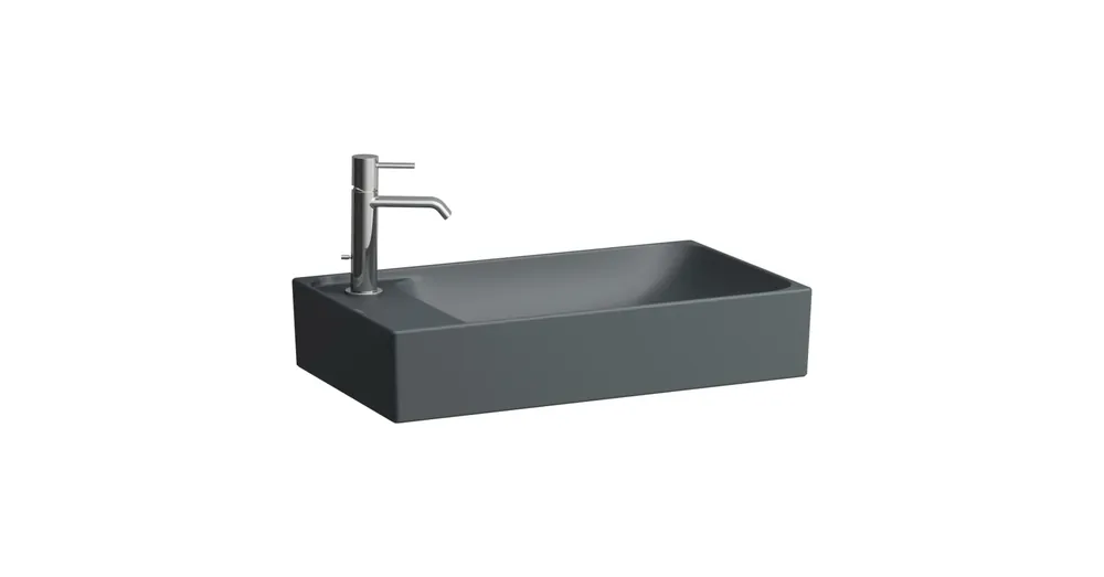 LAUFEN MEDA Kézmosó tál, aszimmetrikus, jobb/bal oldali armatúrapaddal, 1 csaplyukkal bal oldalon, Graphite matt H8121137581051 Olcsóbb