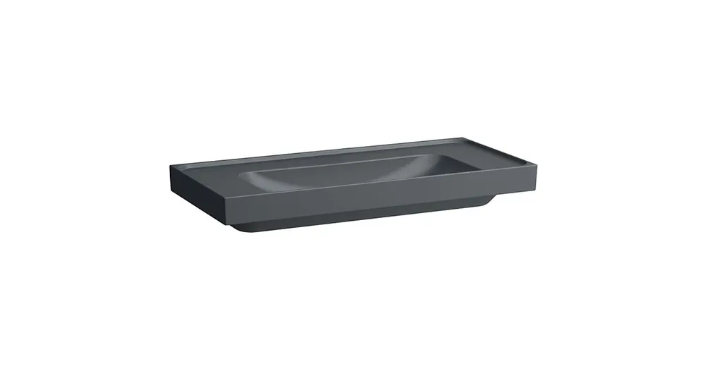 LAUFEN MEDA Mosdó, 100 cm, bal és jobb oldali pulttal, csiszolt alsó felülettel túlfolyónyílás nélkül, csaplyuk nélkül, Graphite matt H8161197581121 Expressz kézbesítés