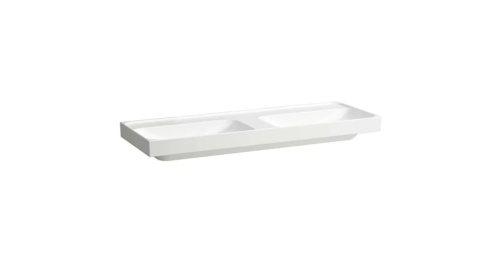 Alacsony ár LAUFEN MEDA Dupla mosdó, 130 cm túlfolyónyílás nélkül, csaplyuk nélkül, Fehér H8141120001121