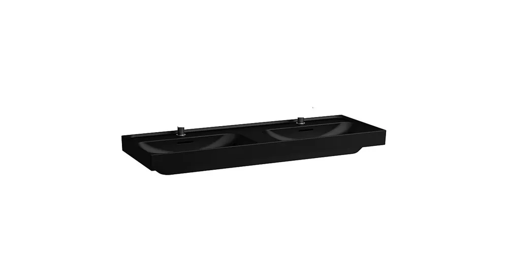 Bestseller LAUFEN MEDA Dupla mosdó, 130 cm, 3 csaplyukkal, Fekete matt H8141127161081