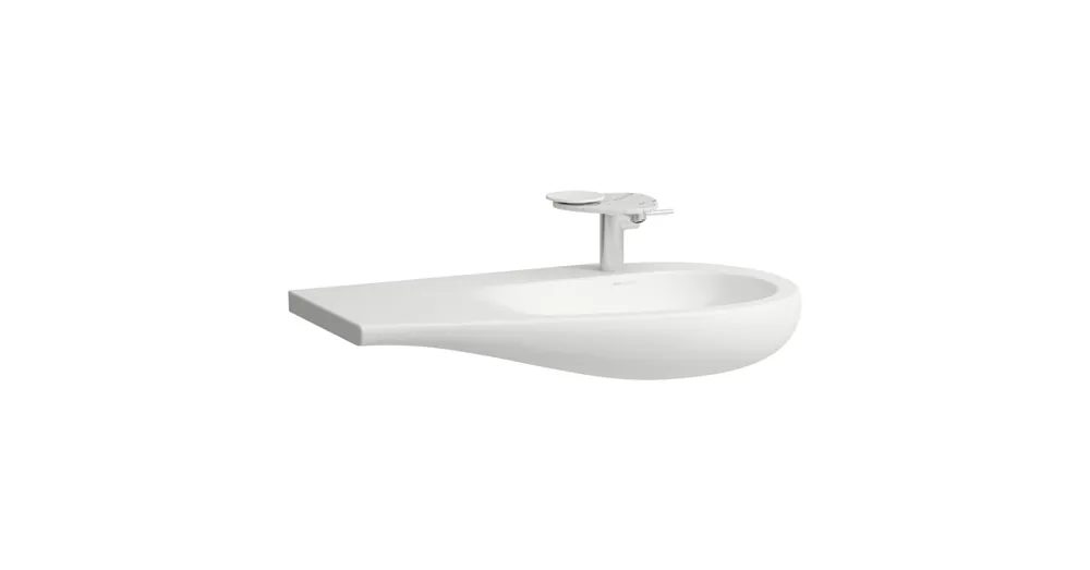 LAUFEN ILBAGNOALESSI Mosdó, 90 cm, pult bal oldalon, rejtett túlfolyóval, kerámia lefolyószelep takaróval, egy csaplyuk, középen, Matt fehér H8149767571041 Vásárlói kedvenc