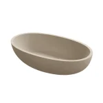Akció Riho Escala Solid Surface pultra ültethető ovális mosdó, csaplyuk nélkül, 55x32x15cm, Kavics Szürke W030001106