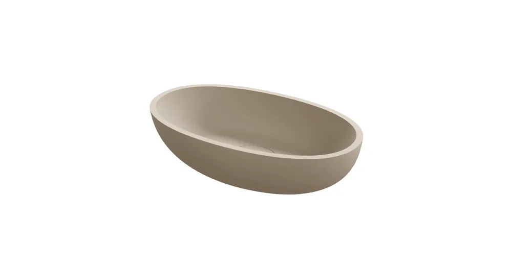 Akció Riho Escala Solid Surface pultra ültethető ovális mosdó, csaplyuk nélkül, 55x32x15cm, Kavics Szürke W030001106