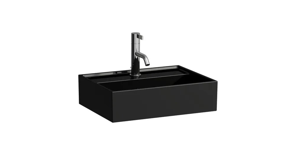 LAUFEN Kartell LAUFEN Mosdótál, alsó felülete csiszolt, túlfolyónyílás nélkül, egy csaplyukkal, Fényes Fekete H8183300201111 Olcsóbb
