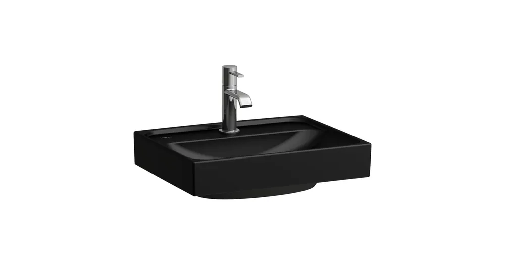LAUFEN MEDA Kézmosó, 45 cm, csiszolt alsó felülettel, túlfolyónyílás nélkül, egy csaplyukkal, Matt Fekete H8161117161111 Ne maradj le