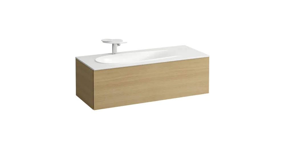 LAUFEN ILBAGNOALESSI Alsószekrény, 120 cm, kivágással bal oldalon, 1 fiókkal, finoman záródó mechanizmussal, H817979 mosdóhoz, Világos Tölgy H4304410972501 Azonnal elérhető