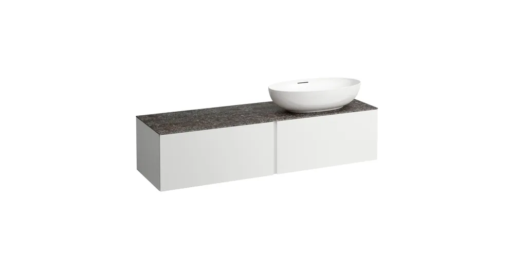 Biztonságos fizetés LAUFEN ILBAGNOALESSI Fiókos elem, 160 cm, kivágással jobb oldalon, 2 fiókkal, Marrone Naturale felülettel, H818975, H818976, H818977, H818978 mosdókhoz, Matt Fehér H4323530972601