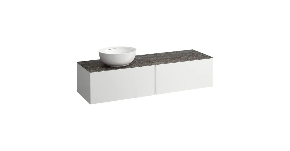 LAUFEN ILBAGNOALESSI Fiókos elem, 160 cm, kivágással bal oldalon, 2 fiókkal, Marrone Naturale felülettel, csaplyuk kivágással, H818975, H818976, H818977, H818978 mosdókhoz, Matt Fehér H4323550972601 Rendeld meg most