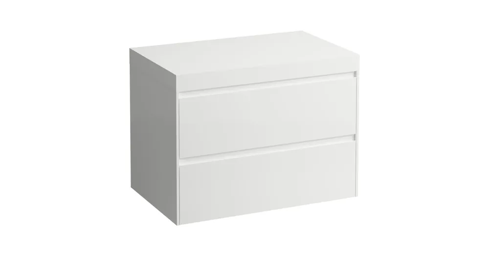 LAUFEN LANI Moduláris alsószekrény, 80 cm, 2 fiókkal, mosdótartó lap 65 mm vastagsággal, kivágás nélkül, matt fehér színben, Fényes Fehér H4045501122611 Nézd meg most