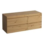 Alacsony ár LAUFEN LANI Moduláris alsószekrény, 140 cm, 4 fiókkal, bal oldalon 80 cm-es 2 fiókos elemmel, jobb oldalon 60 cm-es 2 fiókos elemmel, mosdótartó lap 65 mm vastagsággal, kivágás nélkül, .267 tölgy felülettel, Vad Tölgy H4065801122671