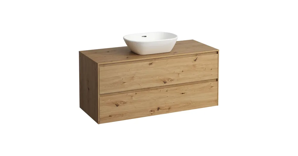 LAUFEN LANI Fiókos elem, 120 cm, 2 fiókkal, kivágással középen, Vad Tölgy H4043311122671 Bestseller