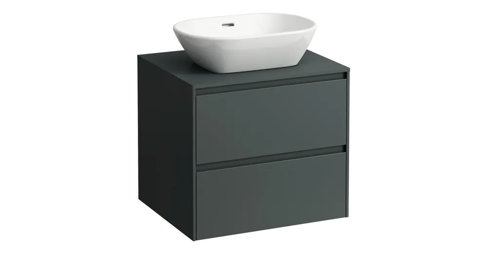 LAUFEN LANI Fiókos elem, 60 cm, 2 fiókkal, kivágással középen, Traffic Szürke H4043011122661 Biztonságos vásárlás