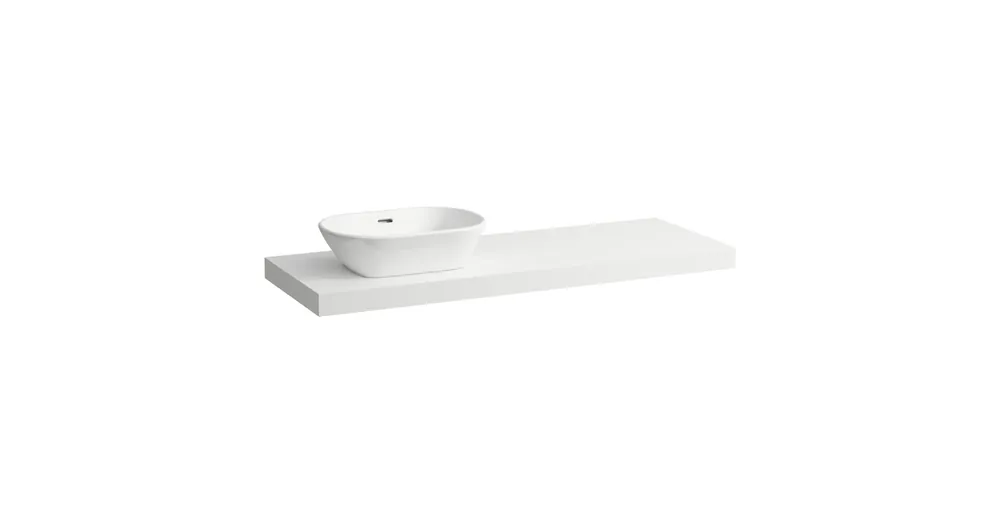 LAUFEN LANI Mosdótartó lap, 140 cm, kivágással bal oldalon, 65 mm vastag, 3 tartókonzollal, Matt Fehér H4046821122601 Különleges ajánlat