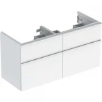 Geberit iCon 118.4x61.5x47.6cm alsó szekrény dupla mosdóhoz, négy fiókkal, fehér/magasfényű bevonat, magasfényű krómozott 502.309.01.2 Biztonságos fizetés
