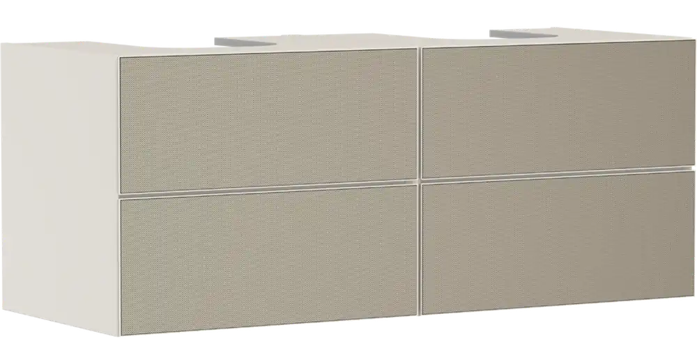 Kedvezmény Hansgrohe Xevolos E Konzolos mosdószekrény 1370/550, matt homokbézs színű, 4 fiókkal, 2 mosdótálhoz 54197390