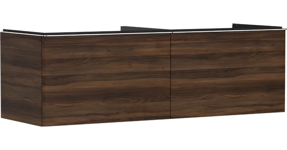 Outlet Hansgrohe Xelu Q Konzolos mosdószekrény 1560/550, sötét dió színű, 2 fiókkal, ráültetett mosdótálakhoz, dupla 54073000