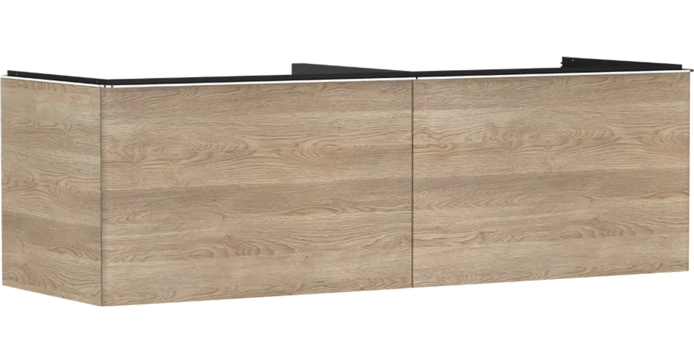 Hansgrohe Xelu Q Konzolos mosdószekrény 1560/550, természetes tölgy színű, 2 fiókkal, ráültetett mosdótálakhoz, dupla 54072000 Gyors szállítás