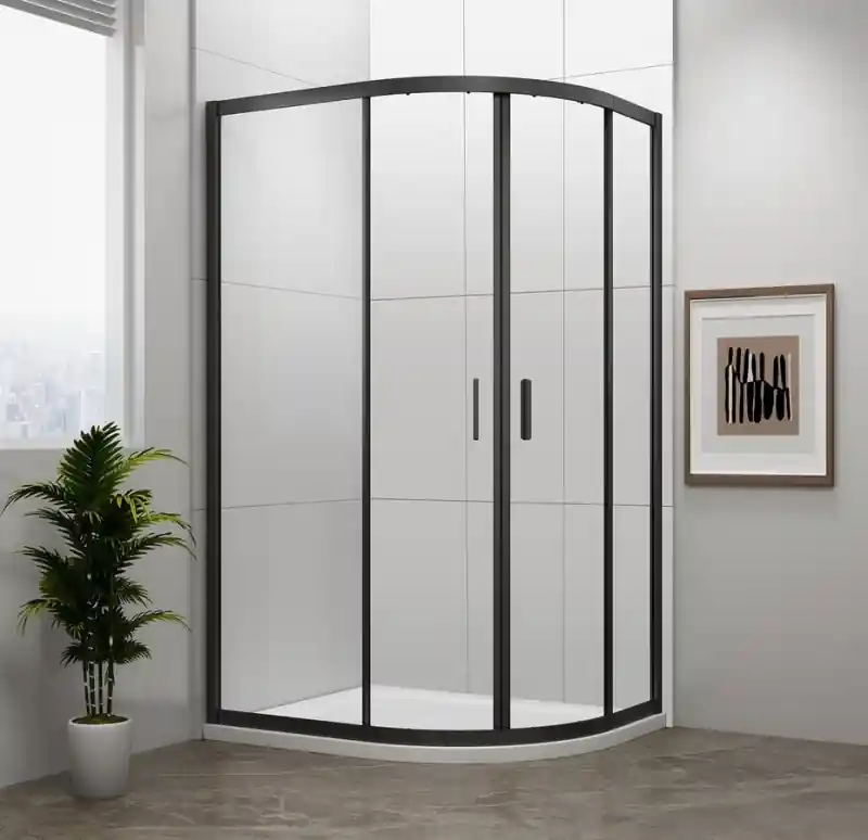 Outlet POLYSAN EASY LINE BLACK íves zuhanykabin, 1000x800mm, matt fekete profil/transzparent üveg