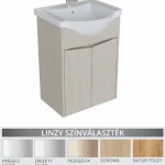 Gyors kiszállítás TBoss Linzy 55 cm-es fürdőszobaszekrény mosdóval, 2 ajtóval, fali rögzítéssel