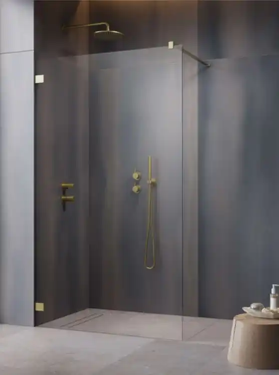 Olcsó Radaway Essenza Pro Brushed Gold Walk-in szálcsiszolt arany zuhanyfal