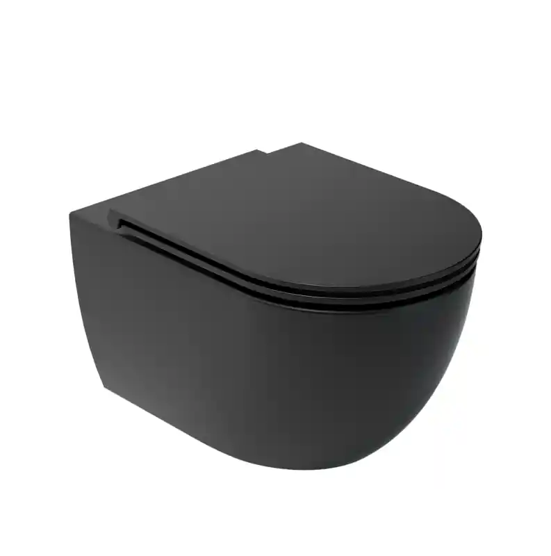 Vedd meg online AREZZO design ARIZONA Vortex Rimless függesztett wc fekete, ülőke nélkül