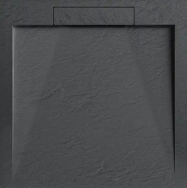 Árengedmény AREZZO design STONE pala hatású öntött márvány zuhanytálca, 90x90 cm-es, antracit (2 doboz)