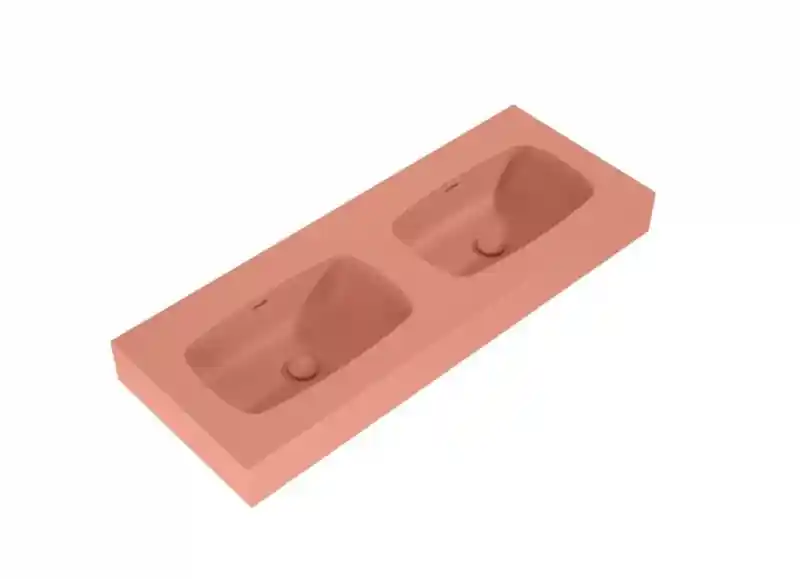 AREZZO design MABEL DUO öntöttmárvány falra szerelhető dupla mosdó 120 cm, terra pink Kihagyhatatlan ajánlat