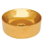 Exkluzív ajánlat Invena KOS mosdókagyló, kerek, asztali, átmérő 42 cm, fényes, arany, PVD/Waterplating