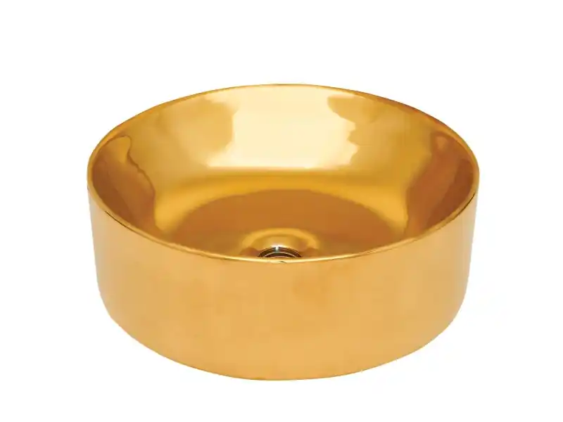 Exkluzív ajánlat Invena KOS mosdókagyló, kerek, asztali, átmérő 42 cm, fényes, arany, PVD/Waterplating