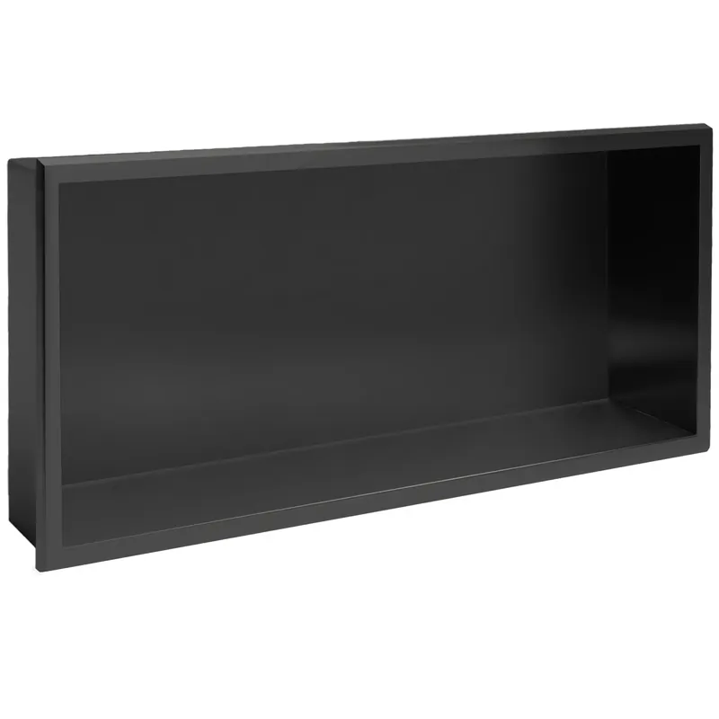 Végkiárusítás Süllyesztett fürdőszobai polc 30x60 matt fekete
