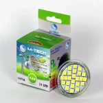 Prémium M-Tech MR16 Spot 24 LED SMD, 12V, 4,8W, 290Lm Meleg Fehér 3000K, 5050, MTL421 led izzóM-tech
